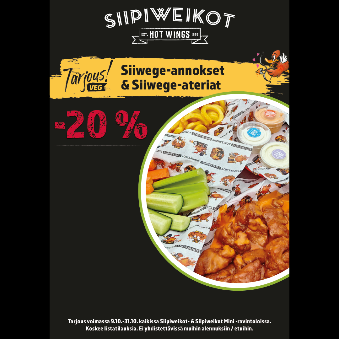 Tarjous: Siiwege-annokset & -ateriat -20 % 