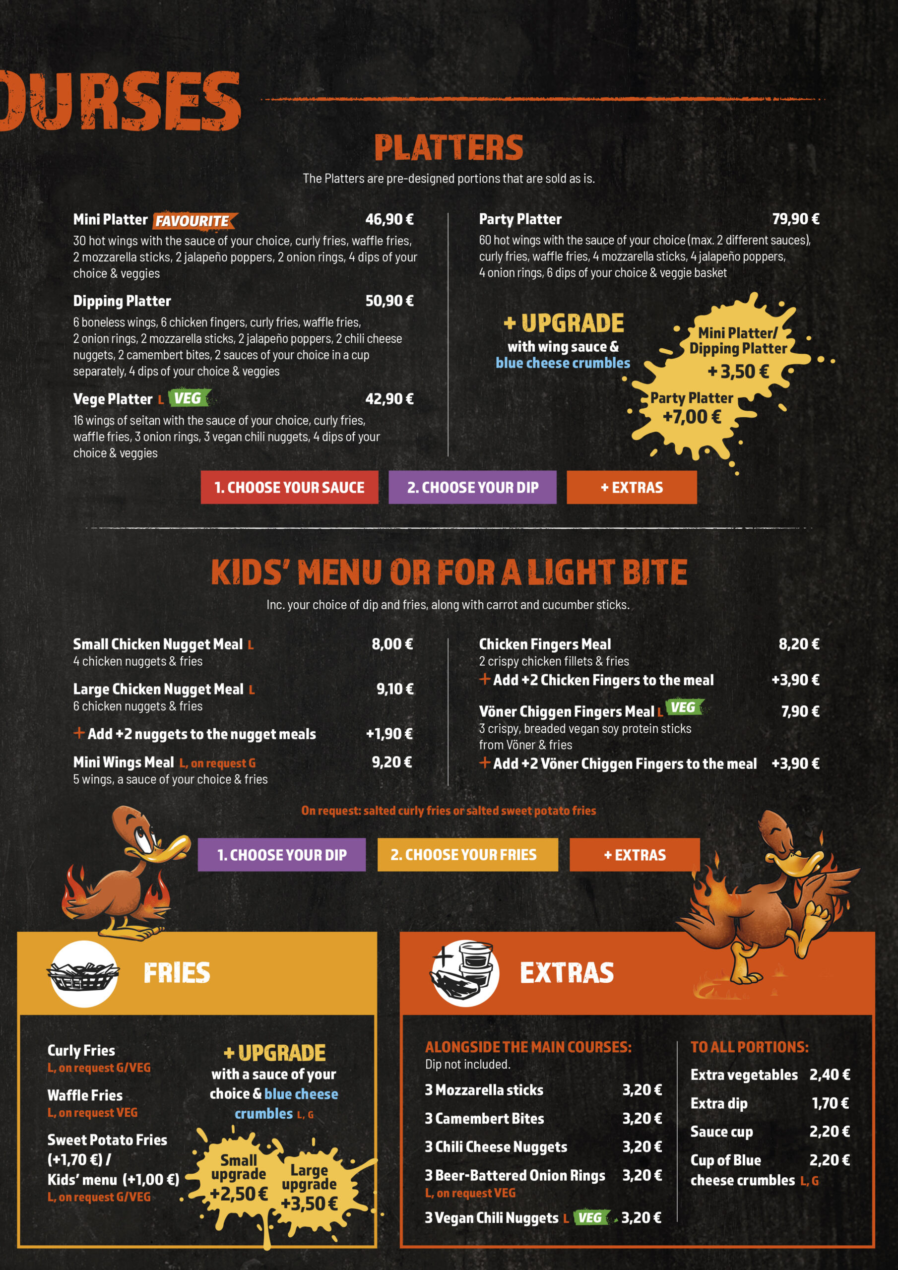 MAIN COURSES
MEALS
KIDS' MENU OR ADULT SMALL SERVINGS
FRIES
EXTRAS